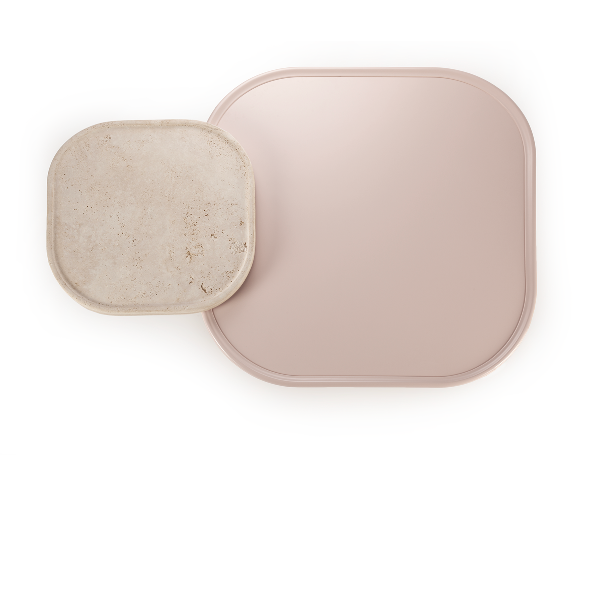 Poppy side table in natural travertine with characteristic holes and pits – theMADgroup