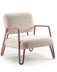 Miami Armchair in Gilman Shingle with lilac lacquered metal feet and polished brass accents – theMADgroup