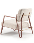Miami Armchair in Gilman Shingle with lilac lacquered metal feet and polished brass accents – theMADgroup