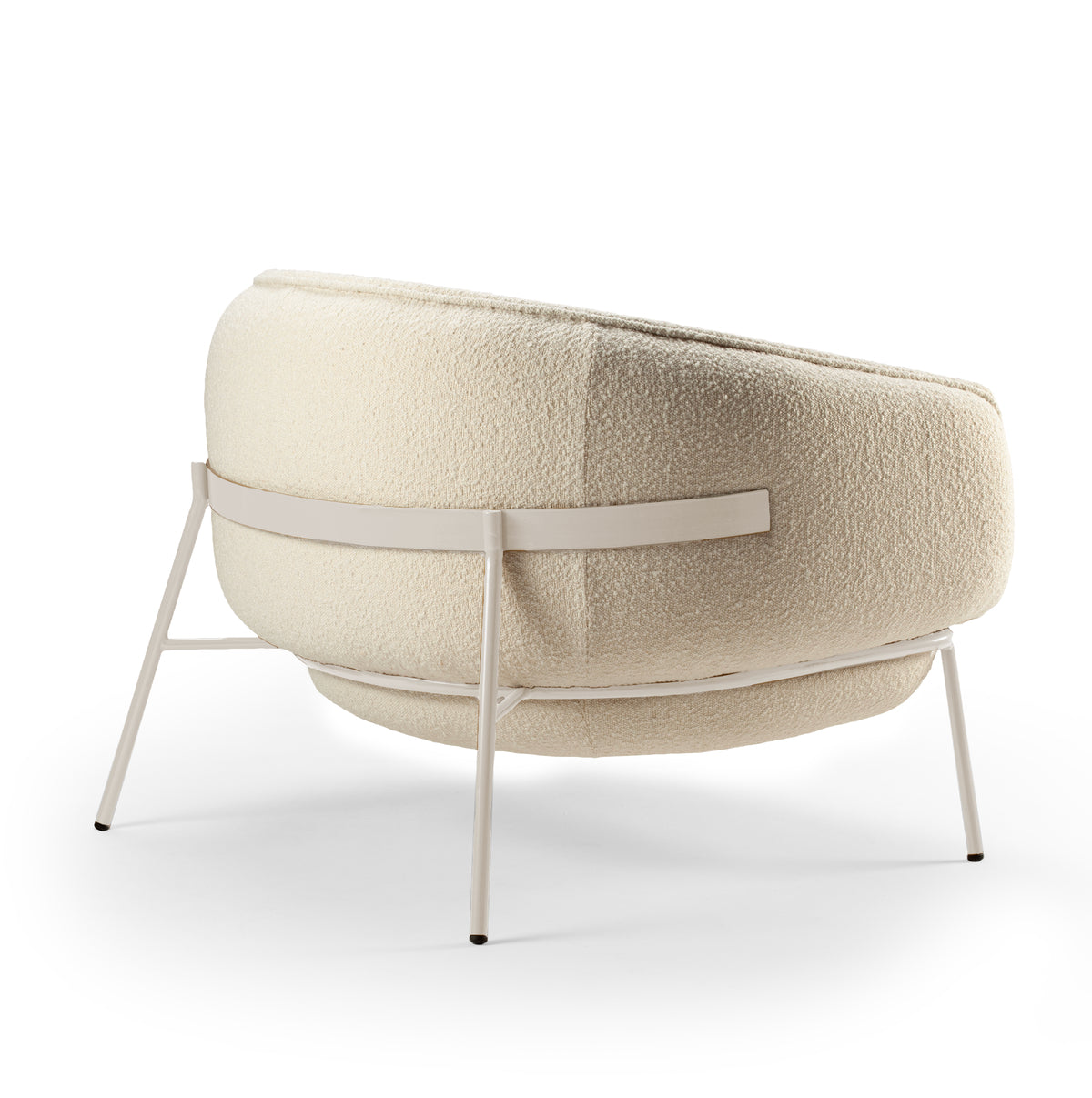 Blop Armchair in bouclê snow with ivory lacquered metal feet – theMADgroup