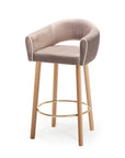 Grace Bar Chair in Paris mousse with natural oak legs and polished brass ring – theMADgroup