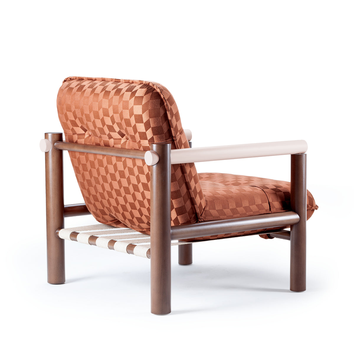 James Armchair in Racer Clove with 056-3 beech wood frame and nude matte lacquered tubes – theMADgroup