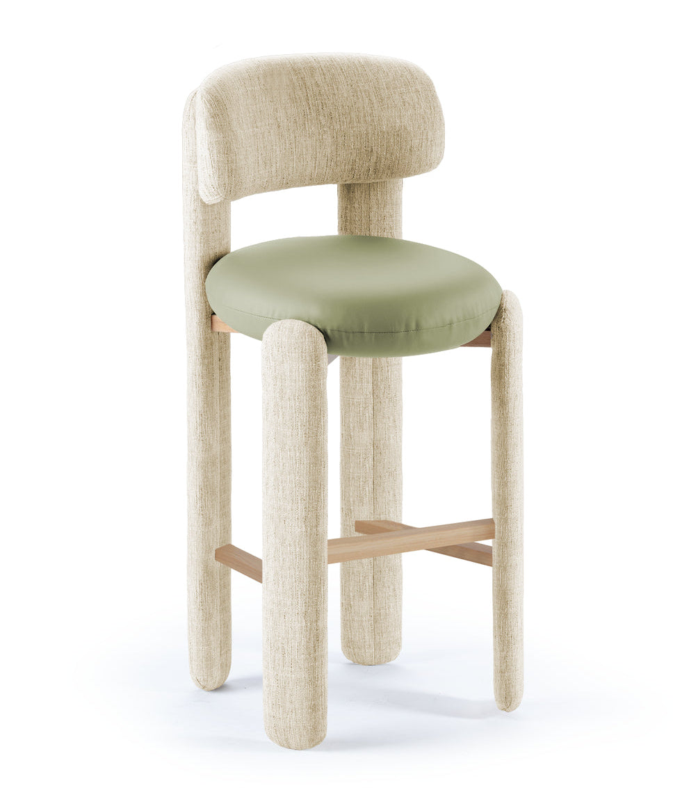 Choux Bar Chair with laser sage seat, Vienna 21 back and legs, beech wood structure – theMADgroup