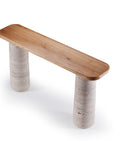Poppy console in natural oak and travertine marble | theMADgroup