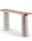 Poppy console in natural oak and travertine marble | theMADgroup