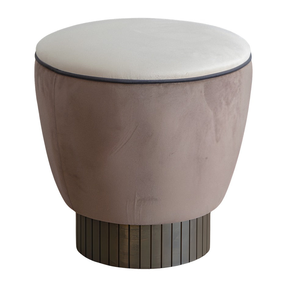 Aman Pouf - Modern low stool with pleated base and two-tone upholstery | theMADgroup
