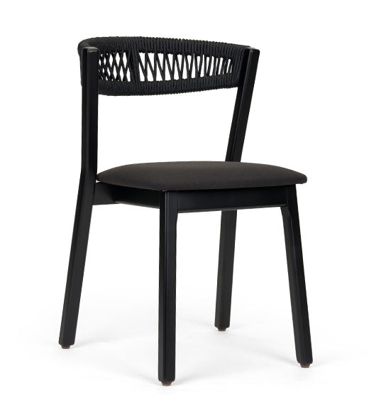 Even EST Cord chair with woven back and modern wood frame | theMADgroup