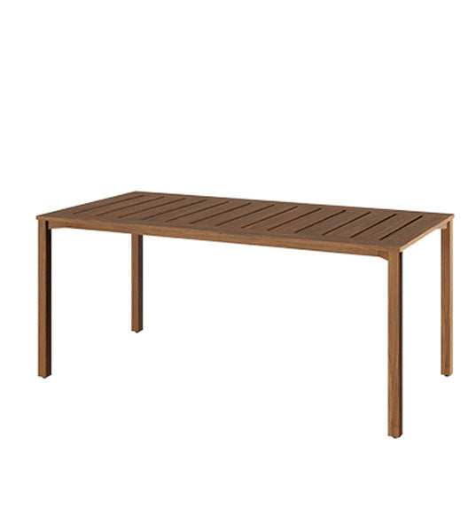 Outdoor rectangular dining table with modern form – Pitagora | theMADgroup