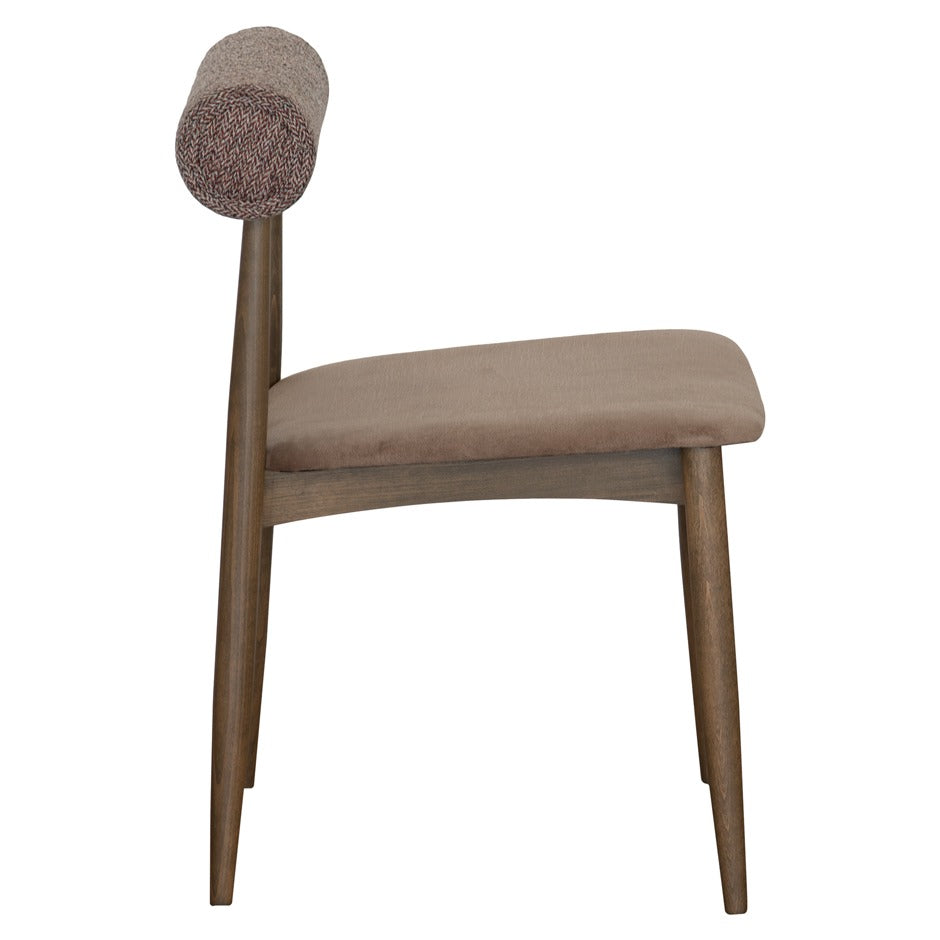 Osaka Chair - Stylish brown fabric dining chair with wooden legs | theMADgroup