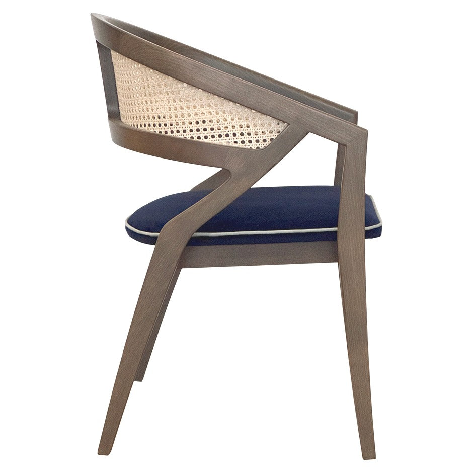 Rory Chair with woven cane back and deep-toned cushion | theMADgroup
