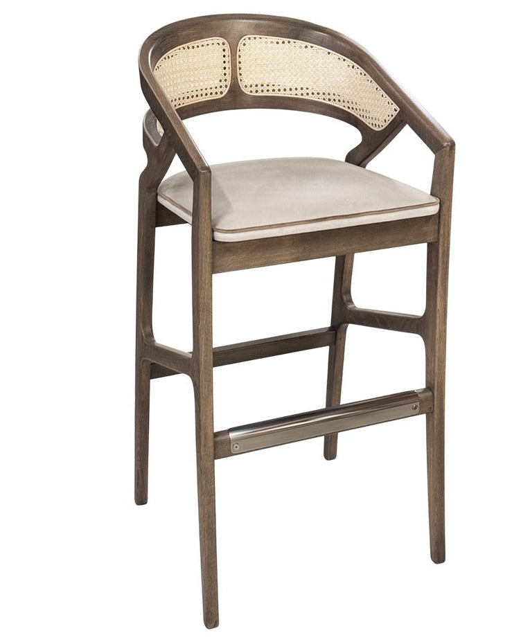 Rory Bar Stool with cane back and cushioned seat | theMADgroup