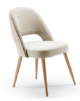 Ava Chair with Stripes 42 back, Vienna fudge seat and piping, solid wood legs – theMADgroup