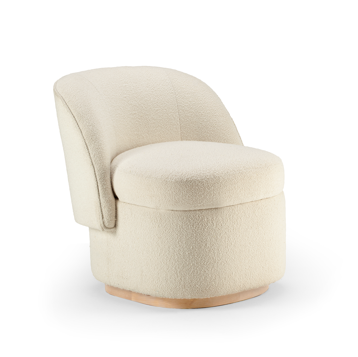 Bisou Armchair in bouclê snow with 056-0 solid wood base – theMADgroup