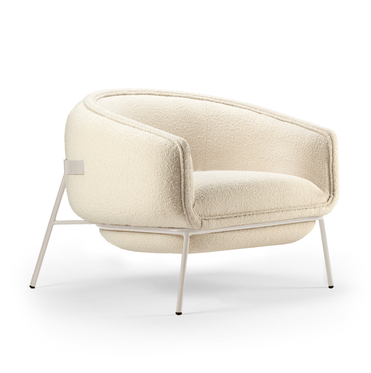 Blop Armchair in bouclê snow with ivory lacquered metal feet – theMADgroup
