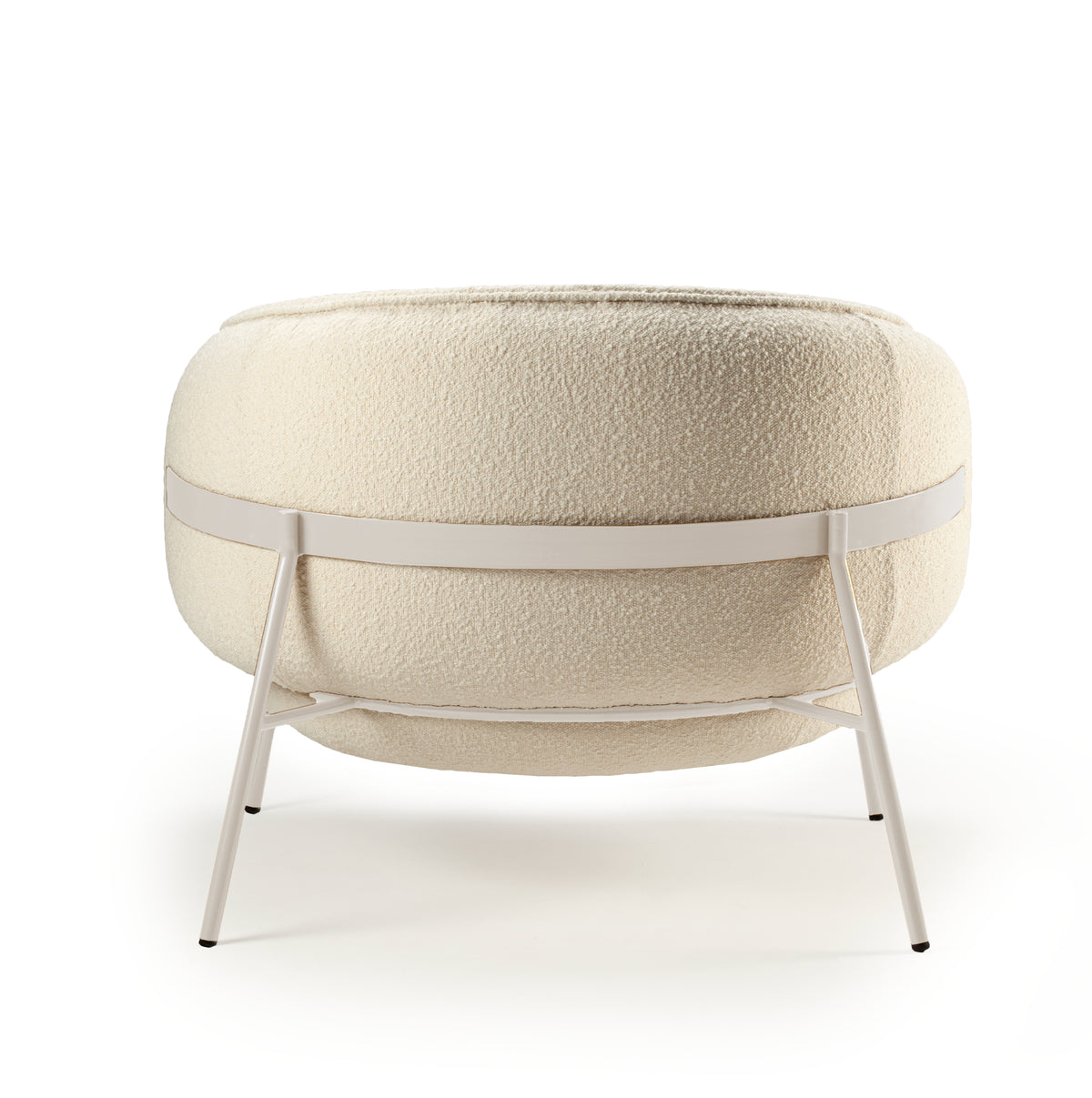 Blop Armchair in bouclê snow with ivory lacquered metal feet – theMADgroup