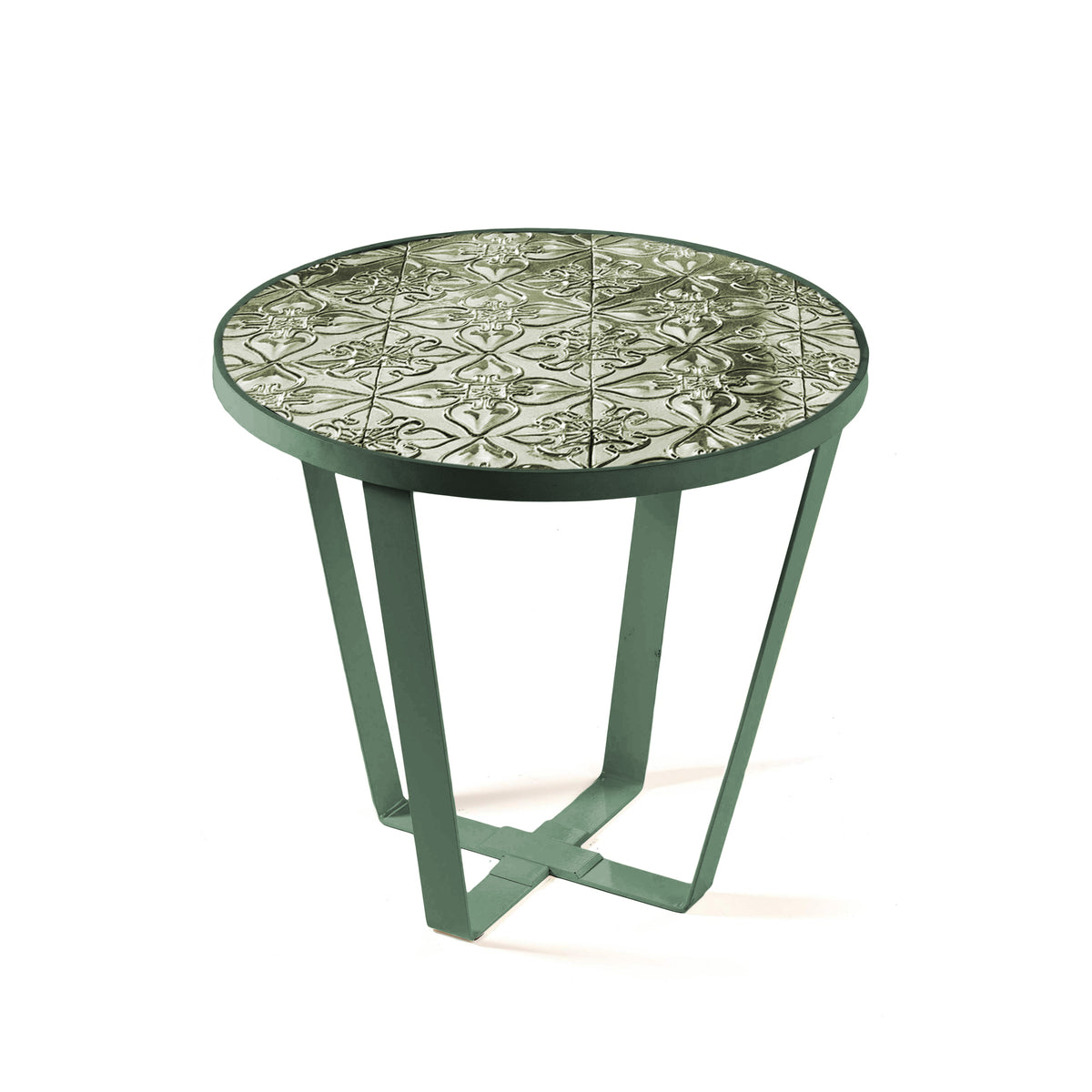 Caldas side table with olive ceramic tile top and moss base | theMADgroup