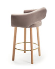 Grace Bar Chair in Paris mousse with natural oak legs and polished brass ring – theMADgroup