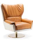 Closer Armchair with Seta Coio Leather Seat, Wire Back, and Brass Rotating Base – theMADgroup