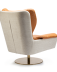 Closer Armchair with Seta Coio Leather Seat, Wire Back, and Brass Rotating Base – theMADgroup