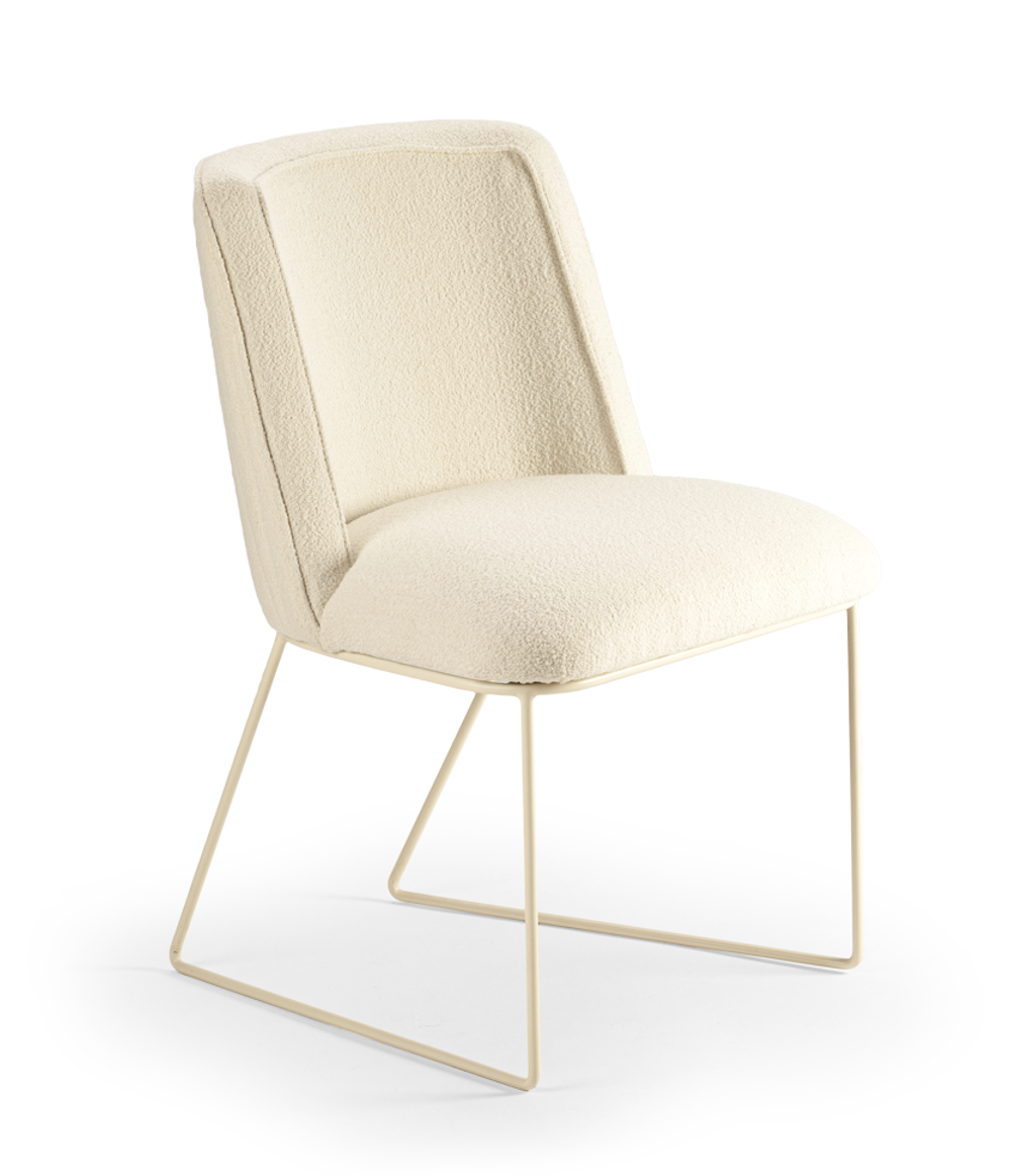 Croix I Chair in bouclé snow with ivory metal legs – theMADgroup