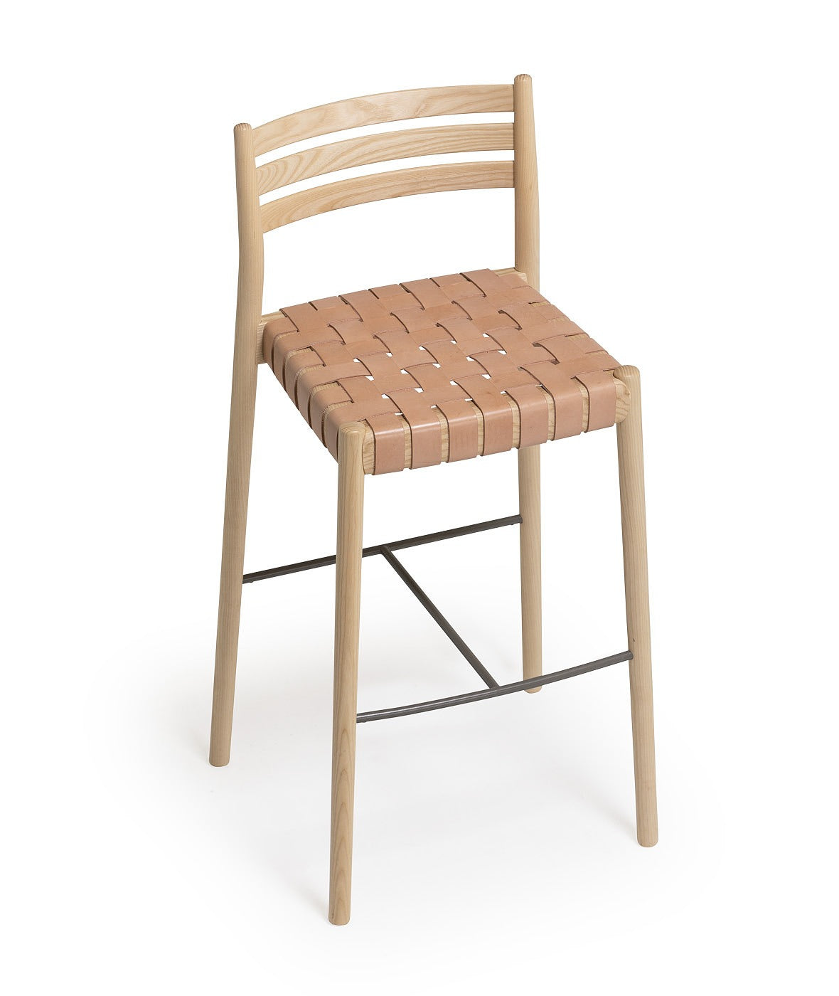 Bogart Stool With Backrest | Cotton & Leather Webbing | TheMADgroup