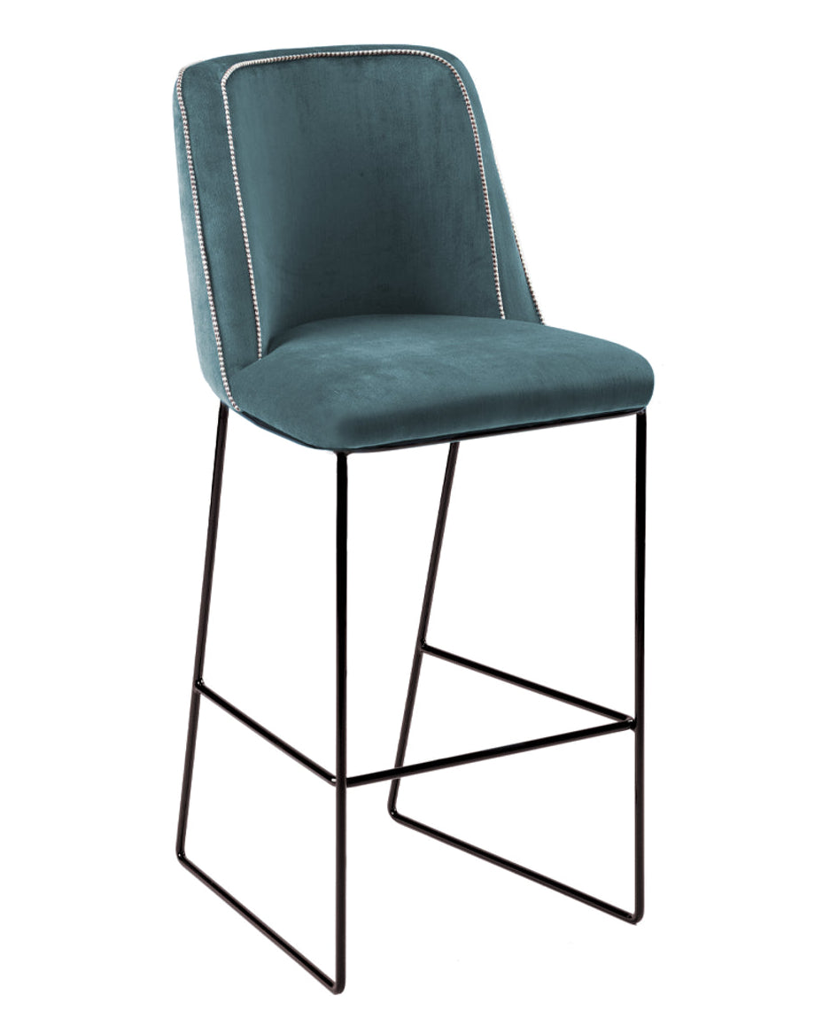 Croix Bar Chair in smooth easy clean 19 with Esparta 22 accents, black metal legs – theMADgroup