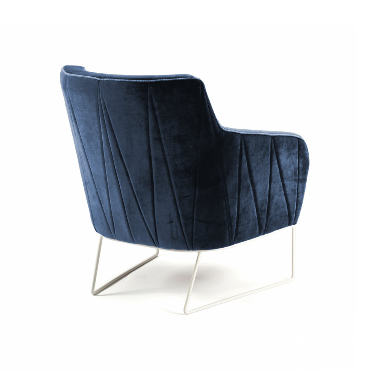 Croix armchair in Barcelona Prussian fabric with polished brass feet – theMADgroup