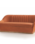 Gia Settee in Paris Brick with Smooth Easy Clean Piping and Polished Brass Feet – theMADgroup