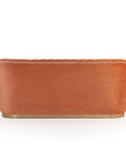 Gia Settee in Paris Brick with Smooth Easy Clean Piping and Polished Brass Feet – theMADgroup