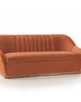 Gia Settee in Paris Brick with Smooth Easy Clean Piping and Polished Brass Feet – theMADgroup