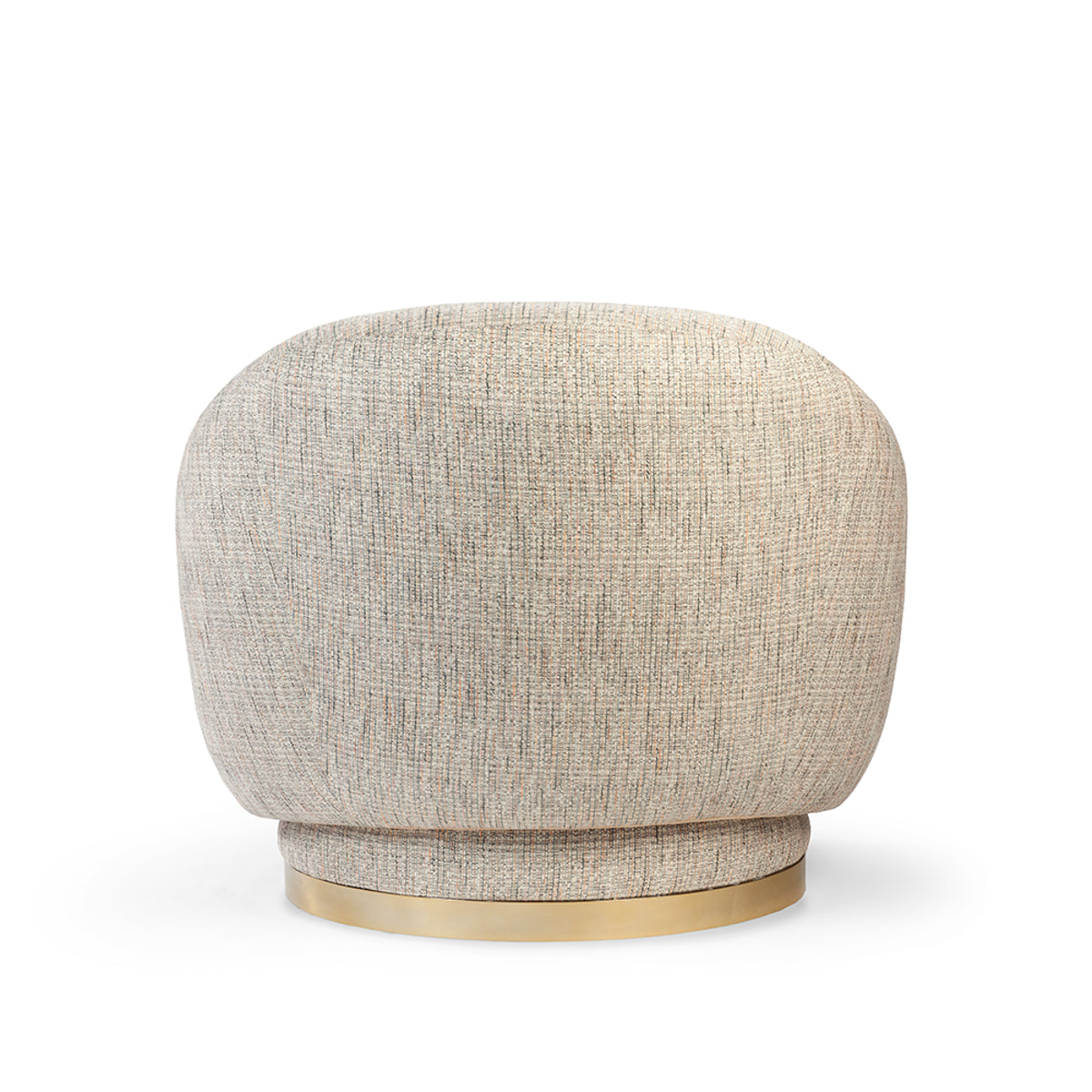 Grace Armchair in Alston Flamingo and Paris Champagne with polished brass base and piping – theMADgroup