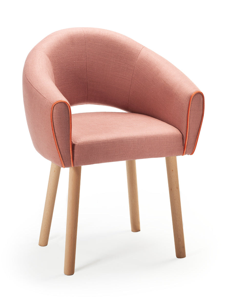 Grace Chair in vintage pink and Barcelona brick with oak legs – theMADgroup