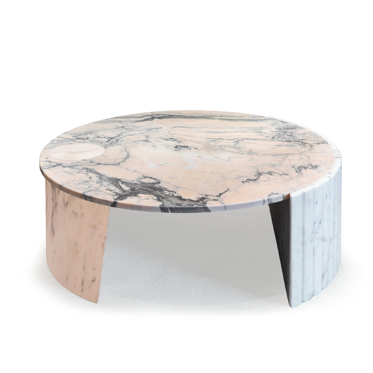 Helene marble center table with Estremoz rose top and designer base | theMADgroup