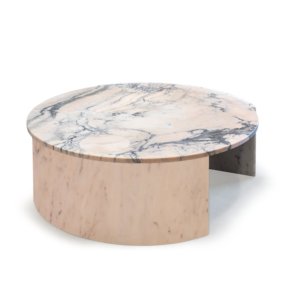 Helene marble center table with Estremoz rose top and designer base | theMADgroup