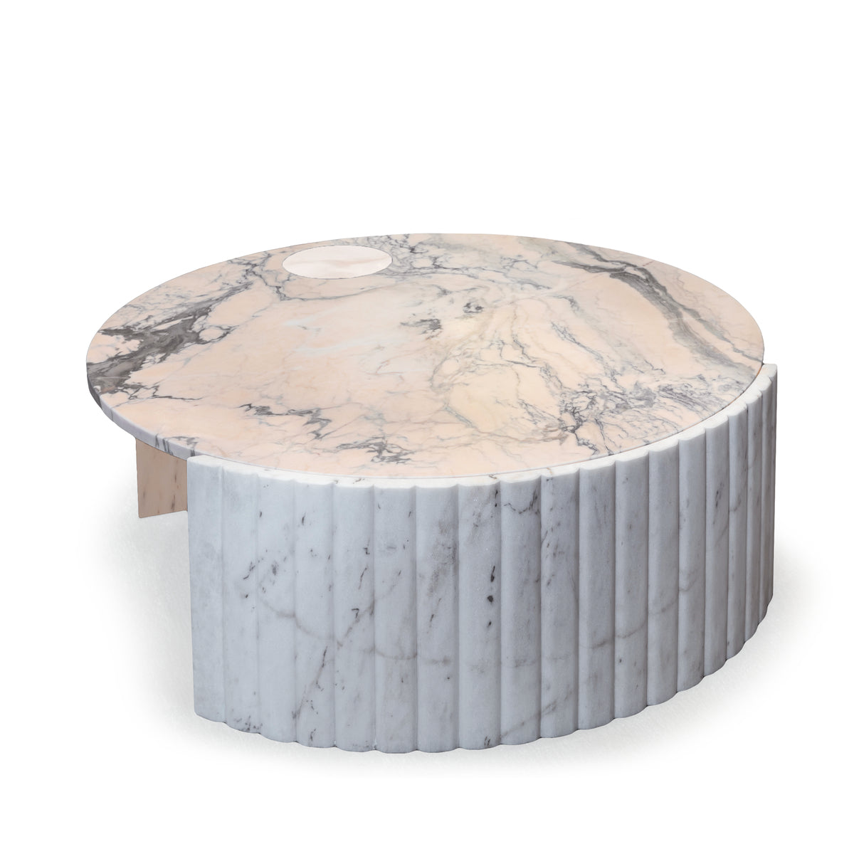 Helene marble center table with Estremoz rose top and designer base | theMADgroup