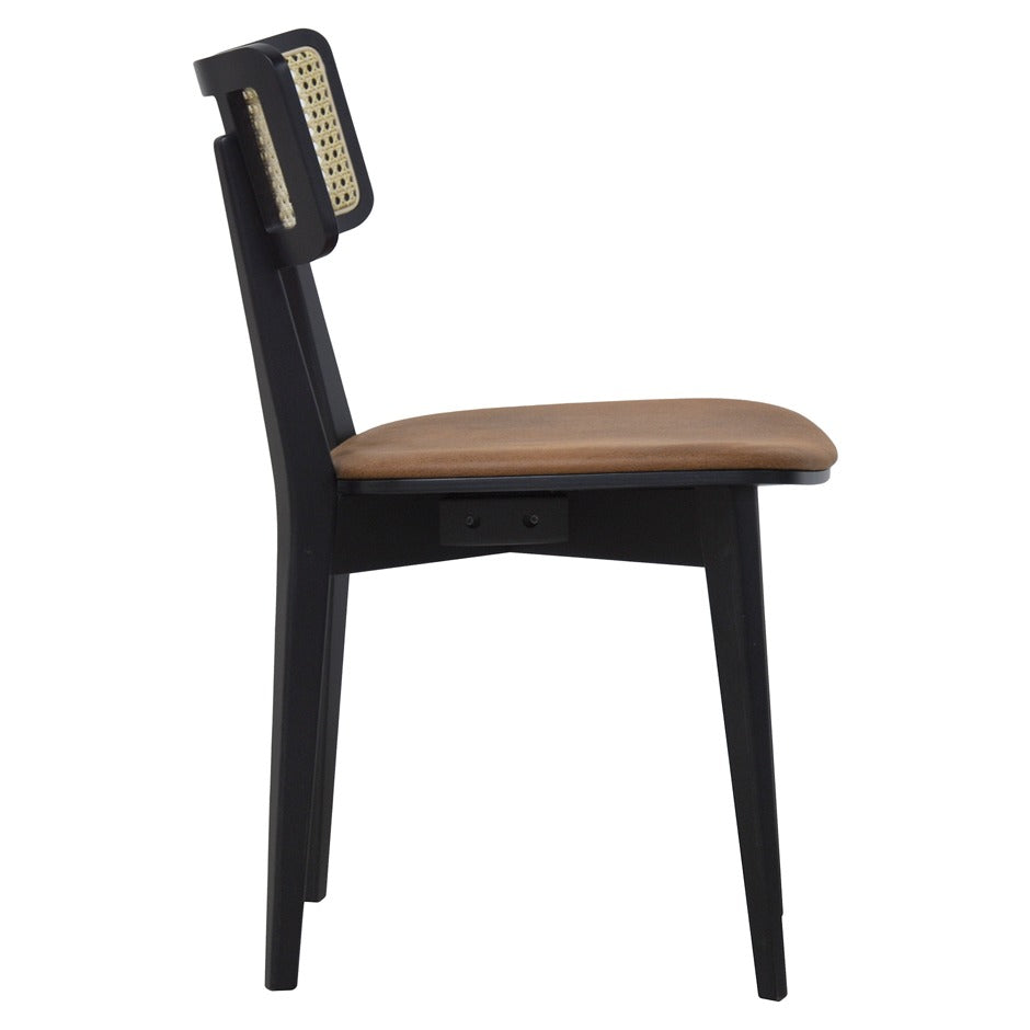 Azur 3 Side Chair with black frame and cane back | theMADgroup