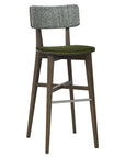 Azur Beta Bar Stool with upholstered backrest and wooden legs | theMADgroup