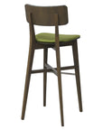 Azur Beta Bar Stool with upholstered backrest and wooden legs | theMADgroup