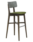 Azur Beta Bar Stool with upholstered backrest and wooden legs | theMADgroup
