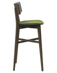Azur Beta Bar Stool with upholstered backrest and wooden legs | theMADgroup
