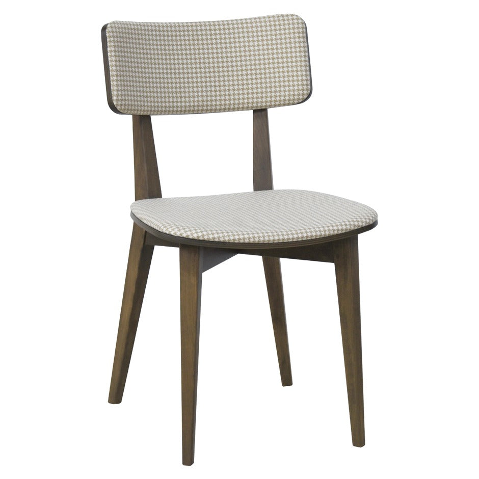 Azur Chair with houndstooth upholstery and wooden legs in dining room | theMADgroup