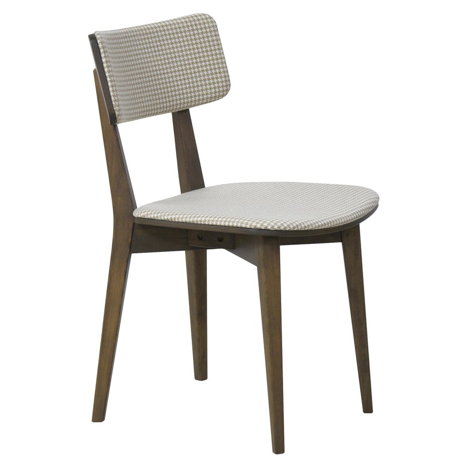 Azur Chair with houndstooth upholstery and wooden legs in dining room | theMADgroup