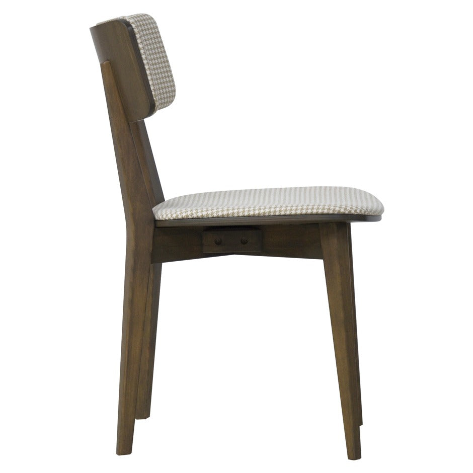 Azur Chair with houndstooth upholstery and wooden legs in dining room | theMADgroup