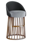 Beatrice Beta Bar Stool with two-toned bucket seat and slatted wood base | theMADgroup