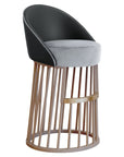 Beatrice Beta Bar Stool with two-toned bucket seat and slatted wood base | theMADgroup