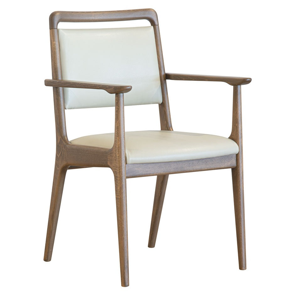 Bergman B Armchair with curved wooden arms and upholstered seat | theMADgroup