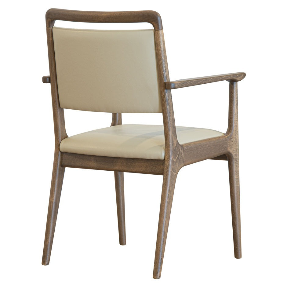 Bergman B Armchair with curved wooden arms and upholstered seat | theMADgroup