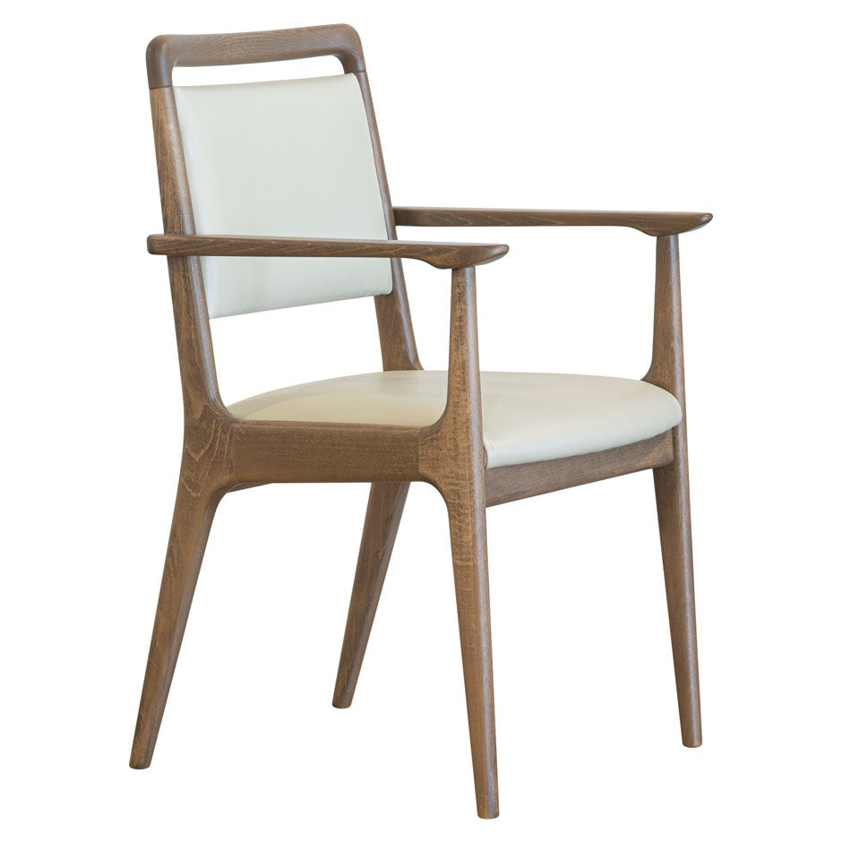 Bergman B Armchair with curved wooden arms and upholstered seat | theMADgroup