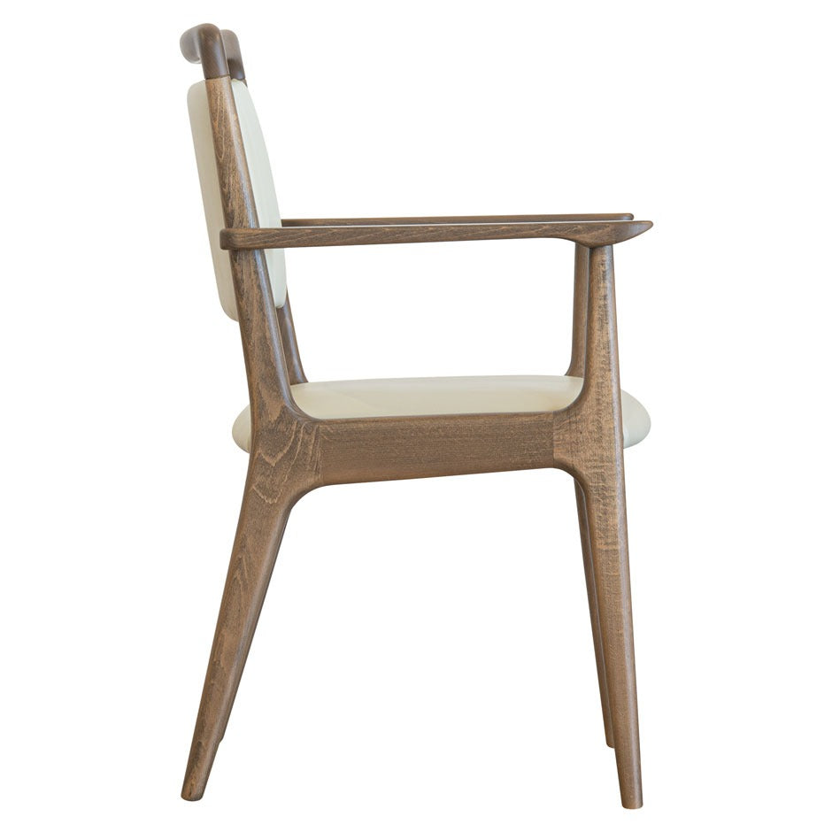 Bergman B Armchair with curved wooden arms and upholstered seat | theMADgroup