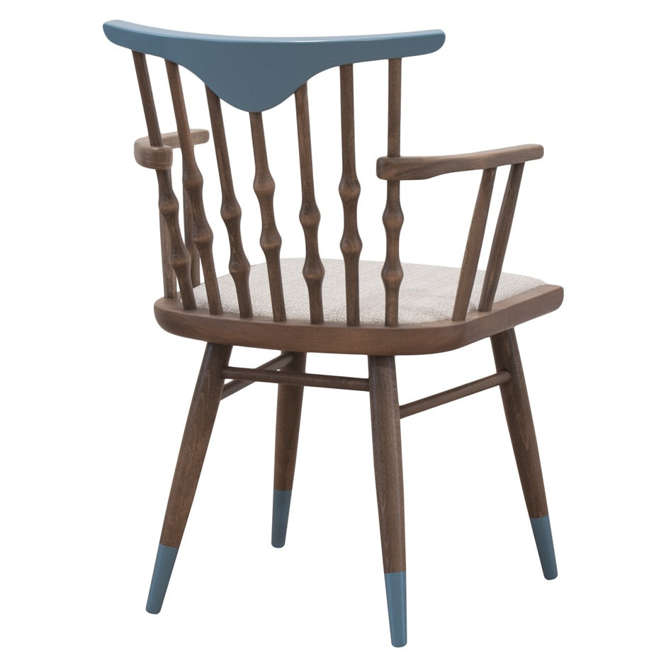Bolton B Armchair with modern spindle back and colorful top rail | theMADgroup